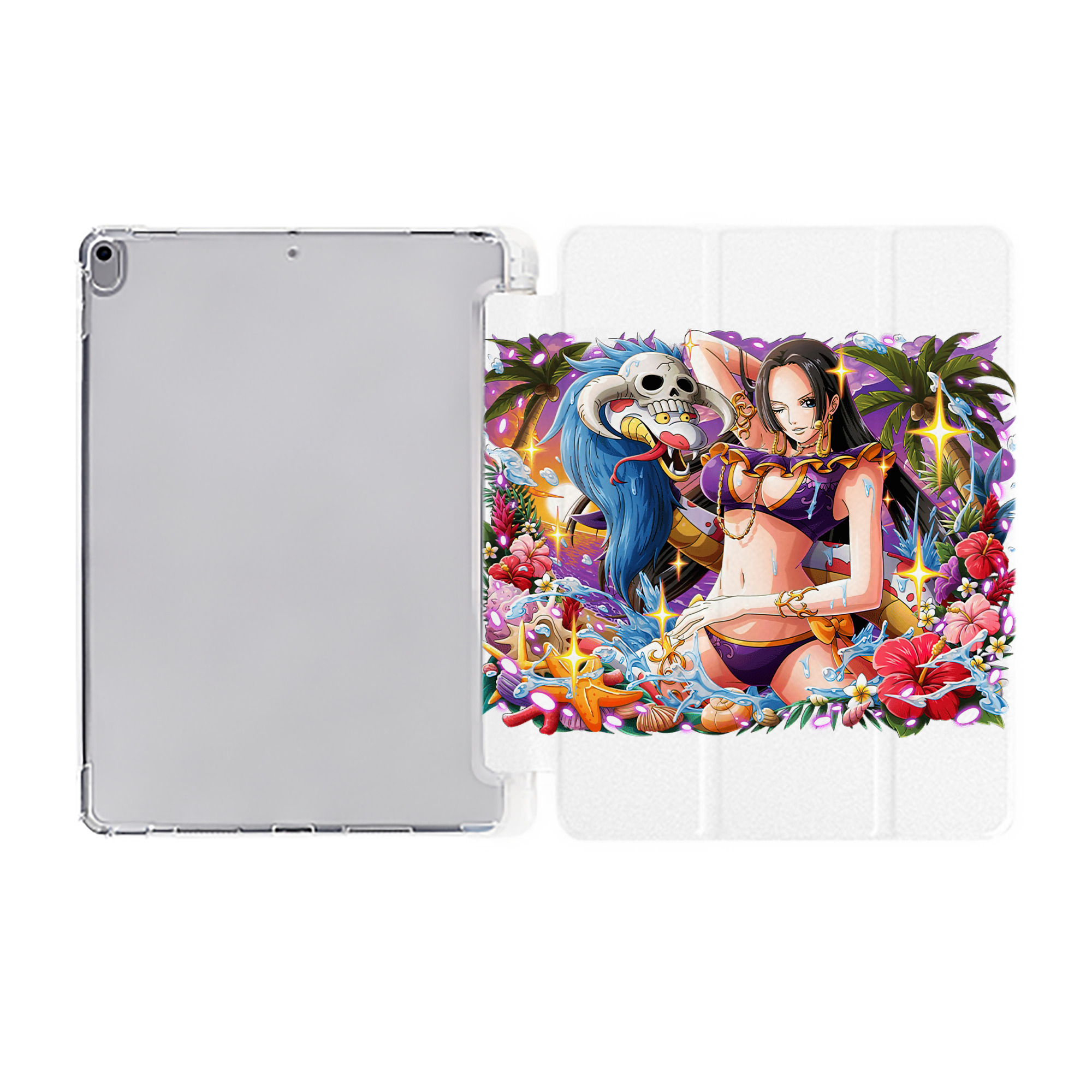 （画像用） ワンピース ボア・ハンコック ONE PIECE Boa·Hancock IPad ケース ペン収納付き 三つ折りスタンド PUレザー×シリコン 対応機種9.5/10.5/10.9インチ